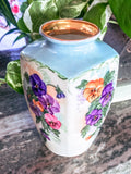 Dreamy Vintage Petite Hand Painted Pansy Flowers Gilded Rim Porcelain Vase 10