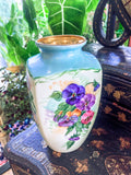 Dreamy Vintage Petite Hand Painted Pansy Flowers Gilded Rim Porcelain Vase 7