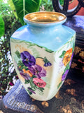 Dreamy Vintage Petite Hand Painted Pansy Flowers Gilded Rim Porcelain Vase 5