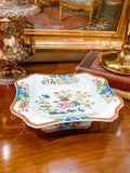Antique 1850s Wedgwood Enameled Multicolor Floral Footed Compote Dish 1