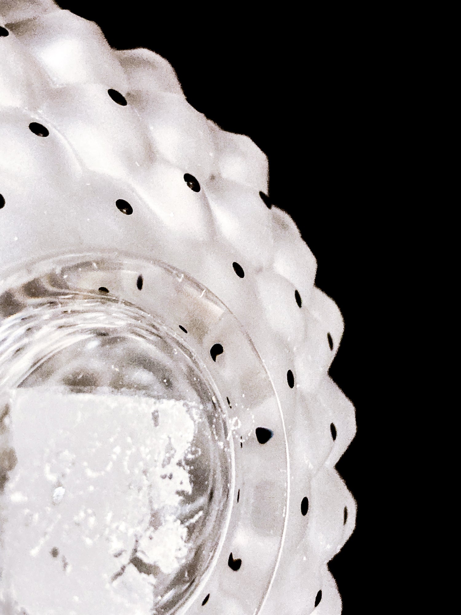 Vintage Lalique Crystal Cactus Textured Black & Clear Perfume