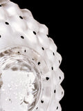 Vintage Lalique Crystal Cactus Textured Black & Clear Perfume Bottle, France Black Background Signature Close Up