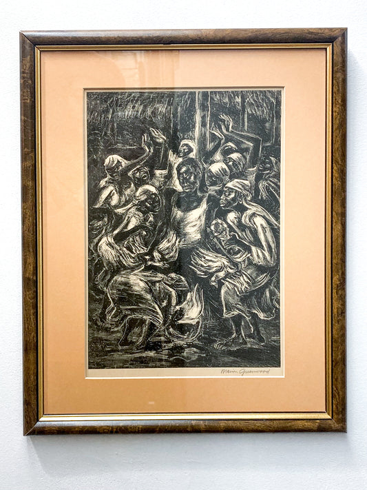 Vintage Marion Greenwood 1951 “Voodoo Ritual” Lithograph Framed Print