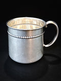 Vintage Reed & Barton Monogrammed Sterling Silver Baby Cup Mug Black Background Back 1