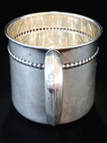 Vintage Reed & Barton Monogrammed Sterling Silver Baby Cup Mug Black Background Handle 2