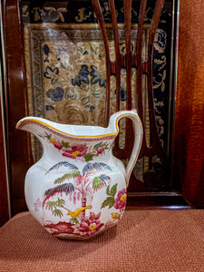 19th Century Antique Wedgwood Flowers Birds English Porcelain Pitcher