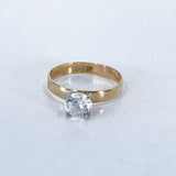 Classic 10K Yellow Gold 4 Prong Solitaire Sparkling CZ Engagement Ring Top
