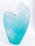 Ombré Ocean Turquoise Glass Wave Pate de Verre Vase by Daum, France Side 2