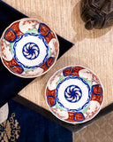 Pair of Antique Japanese Red Blue Imari Porcelain Bowls Meiji Period