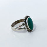 Vintage Scalloped Sterling Silver Aqua Agate Oval Stone Artsy Ring Side