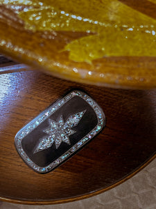 19th Century Antique Abalone Shell Inlay Papier-Mache English Snuff Box