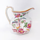 19th Century Antique Wedgwood Flowers Birds English Porcelain Pitcher Side 1