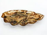 Antique Leaf Shape Gilt Crane Tortoise Shell Lacquer Dish Japanese Tray Side
