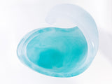 Ombré Ocean Turquoise Glass Wave Pate de Verre Vase by Daum, France Top
