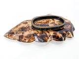 Antique Leaf Shape Gilt Crane Tortoise Shell Lacquer Dish Japanese Tray Under Side