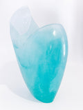 Ombré Ocean Turquoise Glass Wave Pate de Verre Vase by Daum, France Side