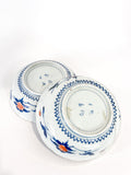 Pair of Antique Japanese Red Blue Imari Porcelain Bowls Meiji Period Bottoms