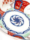 Pair of Antique Japanese Red Blue Imari Porcelain Bowls Meiji Period Close Up of Center
