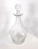 Antique Hand Blown Large Clear Glass Round Topper Decanter Barware Front 1