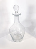 Antique Hand Blown Large Clear Glass Round Topper Decanter Barware Front 2