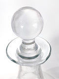 Antique Hand Blown Large Clear Glass Round Topper Decanter Barware Topper Close Up