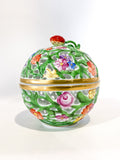 Herend Hand Painted Openwork Sphere Strawberry Vine Porcelain Box Side 1