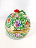 Herend Hand Painted Openwork Sphere Strawberry Vine Porcelain Box Side 2