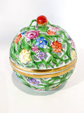 Herend Hand Painted Openwork Sphere Strawberry Vine Porcelain Box Side 3