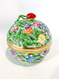 Herend Hand Painted Openwork Sphere Strawberry Vine Porcelain Box Side 4