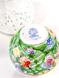 Herend Hand Painted Openwork Sphere Strawberry Vine Porcelain Box Bottom