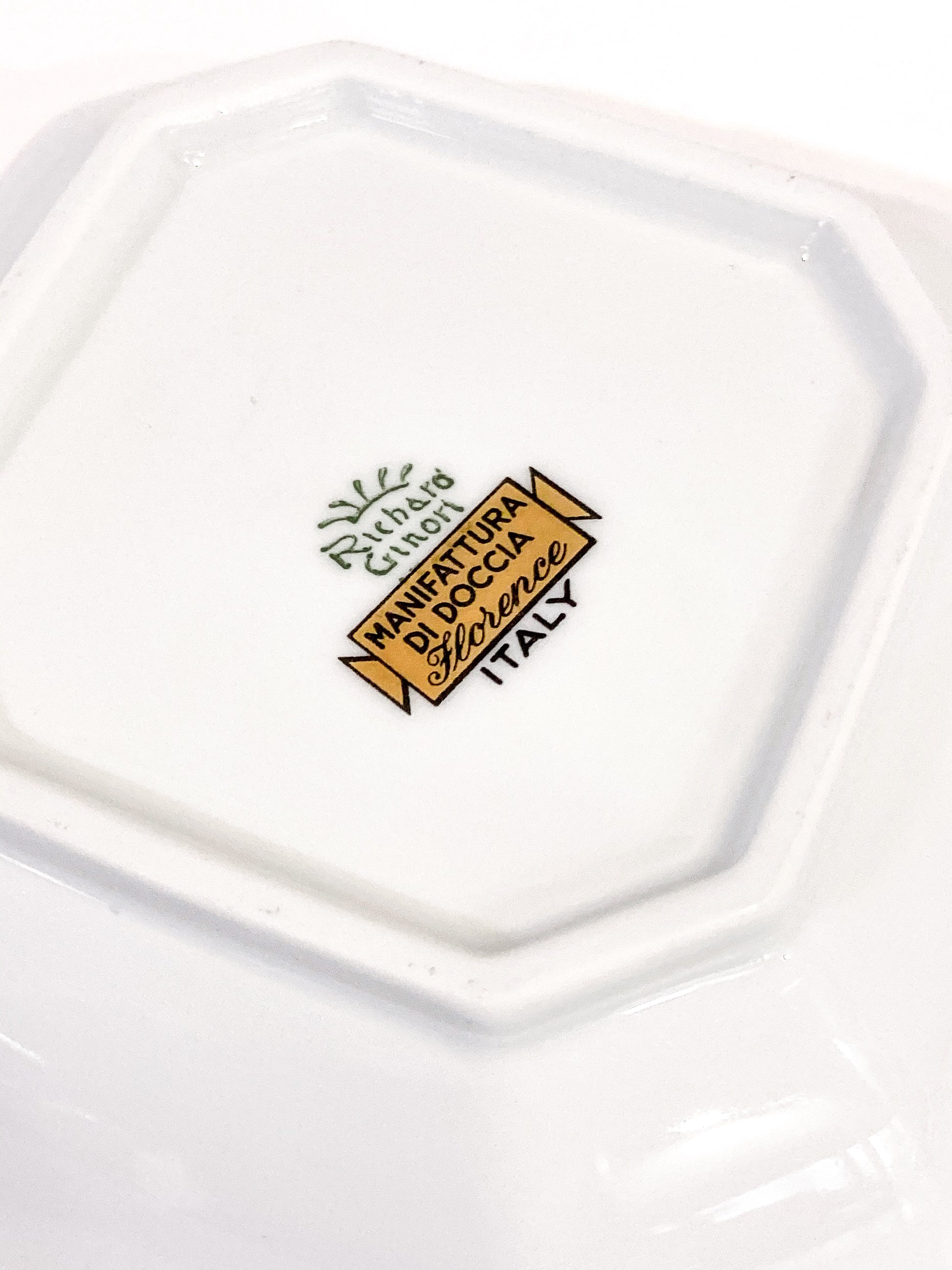 Vintage Richard Ginori Plum Floral Porcelain Italian Small Square Dish Close Marking