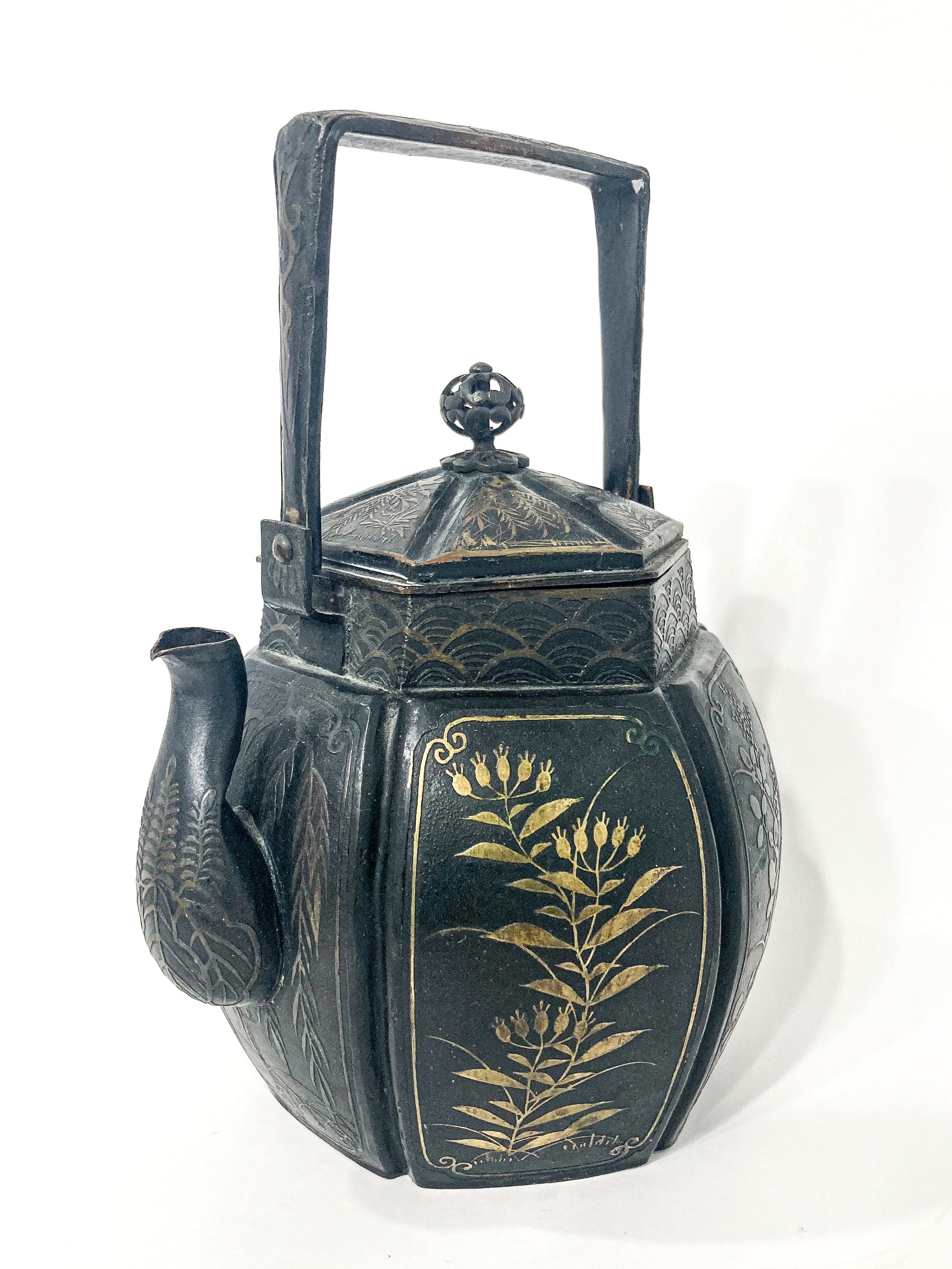19th Century Mixed Metal Bronze Teapot, Japanese Meiji Period Side 2