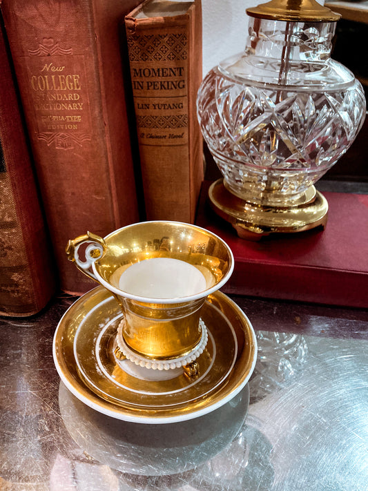 Antique Regal Golden Claw Foot Gilded Porcelain Cup & Saucer Set 1