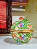 Herend Hand Painted Openwork Sphere Strawberry Vine Porcelain Box