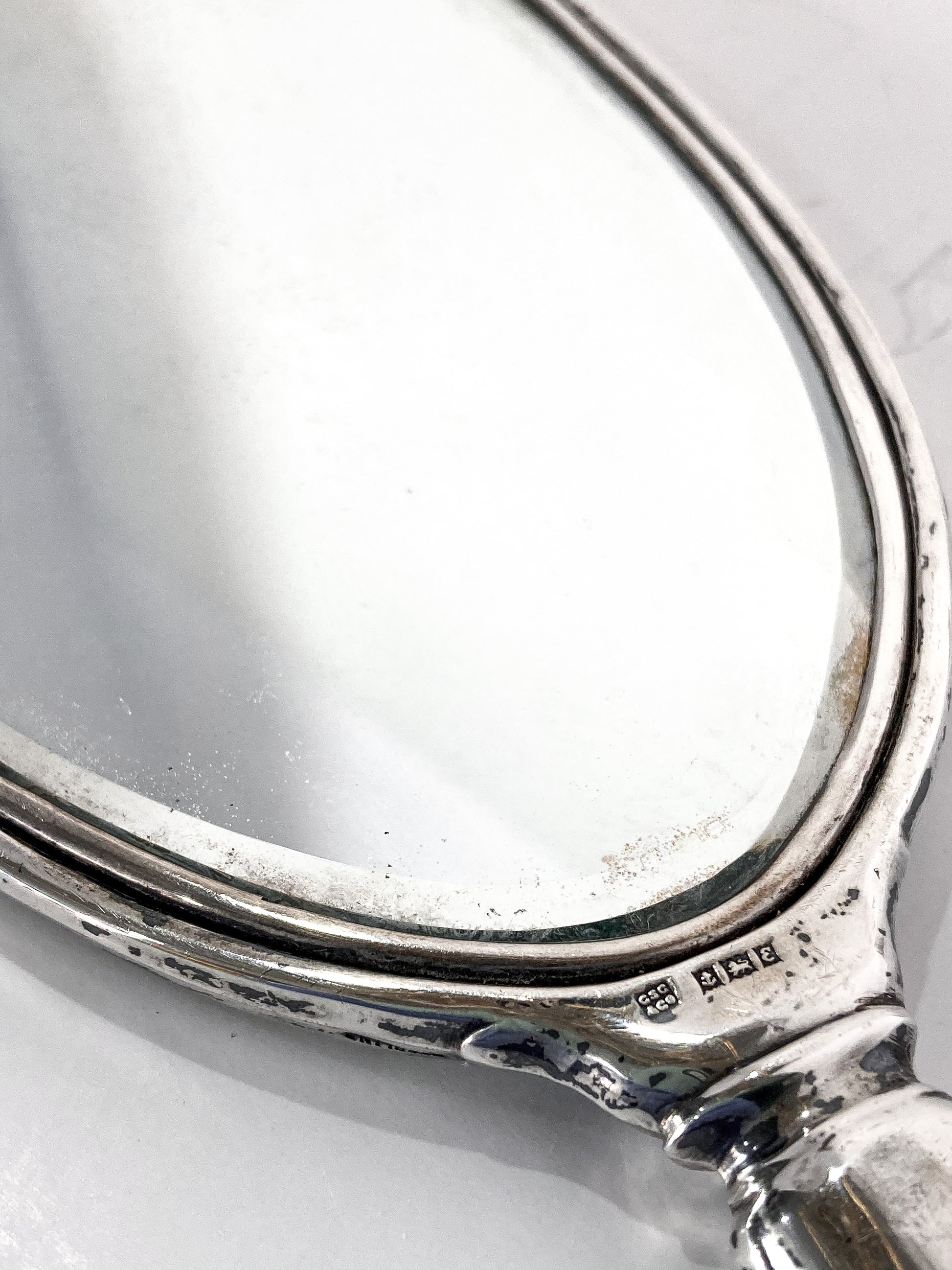 Vintage Haddon Hall Sterling Silver Glamorous Vanity Hand Mirror Close Up Mirror Textureing