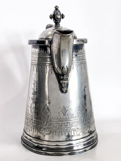 Beautiful Antique C1870 Silver Plated Cold Water Meriden Tankard Pitcher Side 2
