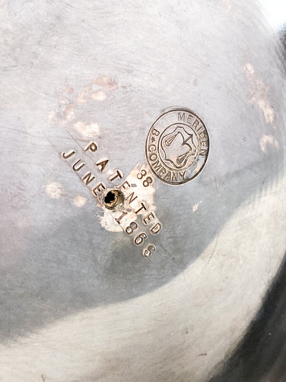 Beautiful Antique C1870 Silver Plated Cold Water Meriden Tankard Pitcher MArking Close Up