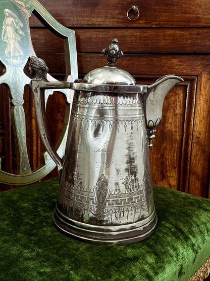 Beautiful Antique C1870 Silver Plated Cold Water Meriden Tankard Pitcher