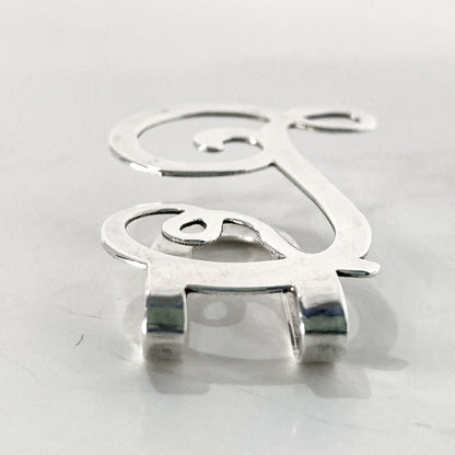 Vintage Sterling Silver Filigree Cursive Letter Napkin Money Paper Clip