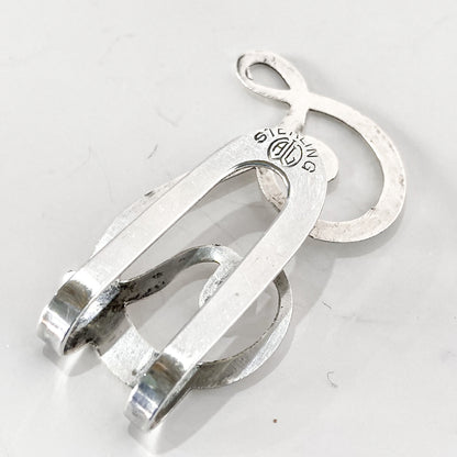 Vintage Sterling Silver Filigree Cursive Letter Napkin Money Paper Clip
